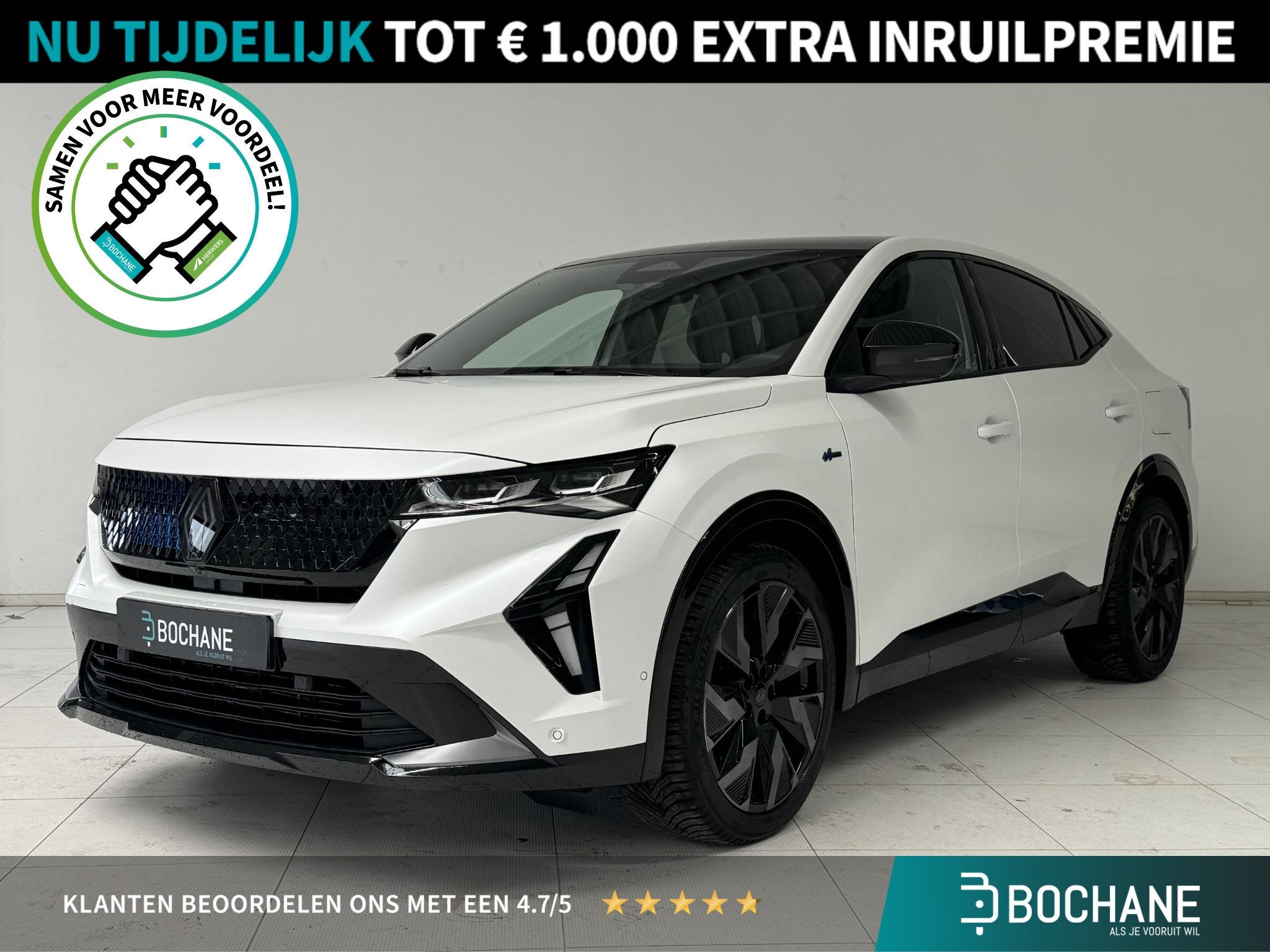 Renault Rafale 1.2 E-Tech 4x4 plug-in hybrid 300 esprit Alpi, Auto's, Gebruikt, 1199 cc, Met garantie (alle), Wit