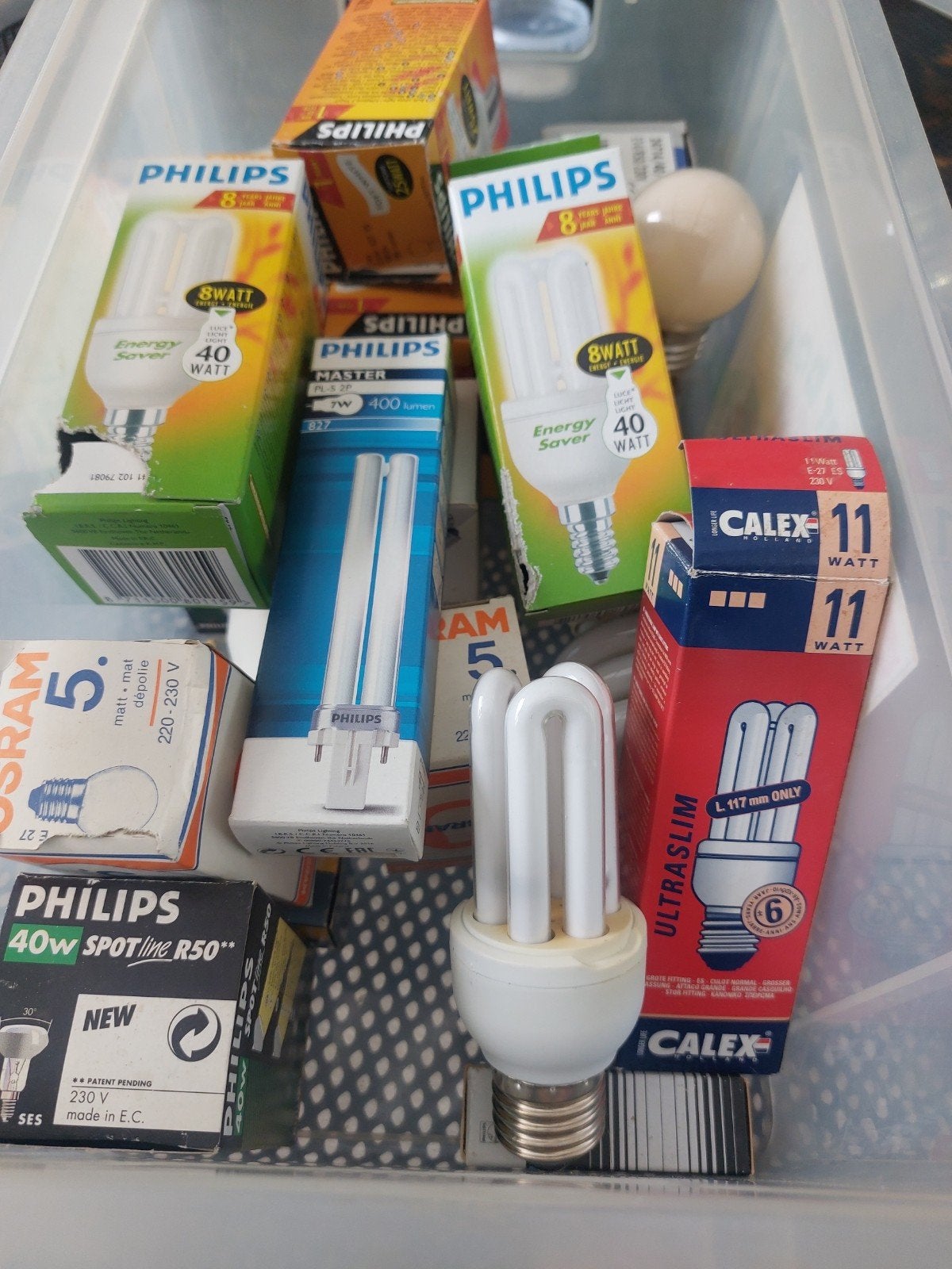 Diverse gloeilampen en spaarlampen - Philips, Osram, Calex, Ophalen, Wit, Gebruikt, Philips