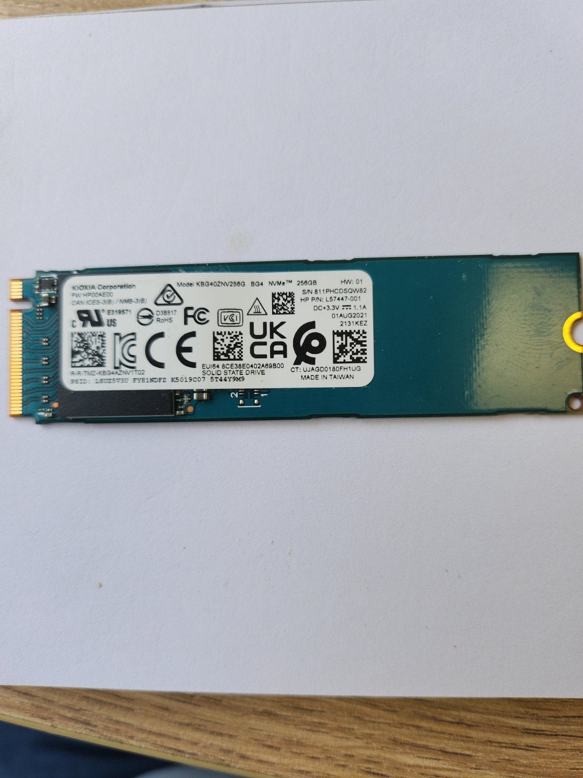KIOXIA KBG40ZNV256G NVMe SSD 256GB, Computers en Software, Intern, 256GB, KIOXIA, Ophalen of Verzenden