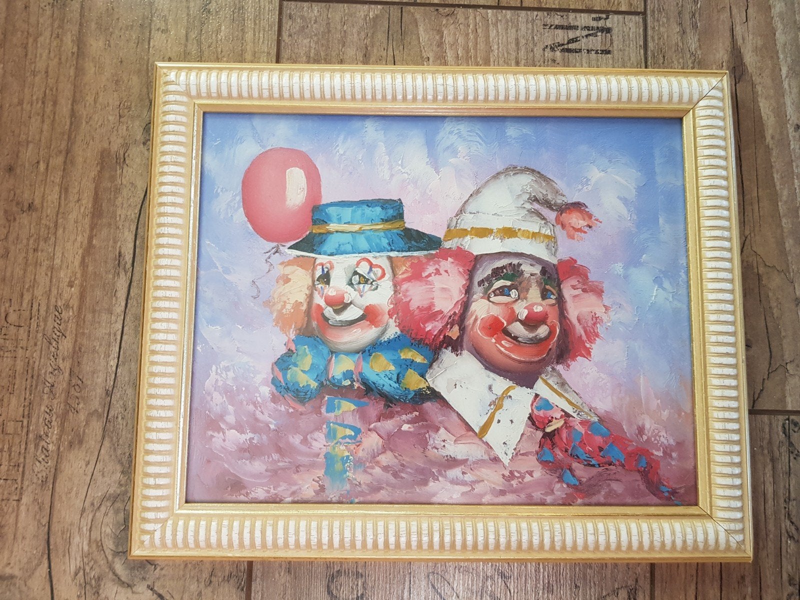 Schilderij clown / pipo van william moninel gesigneerd, Antiek en Kunst, Ophalen of Verzenden, Overige materialen, Acrylverf, Figuren