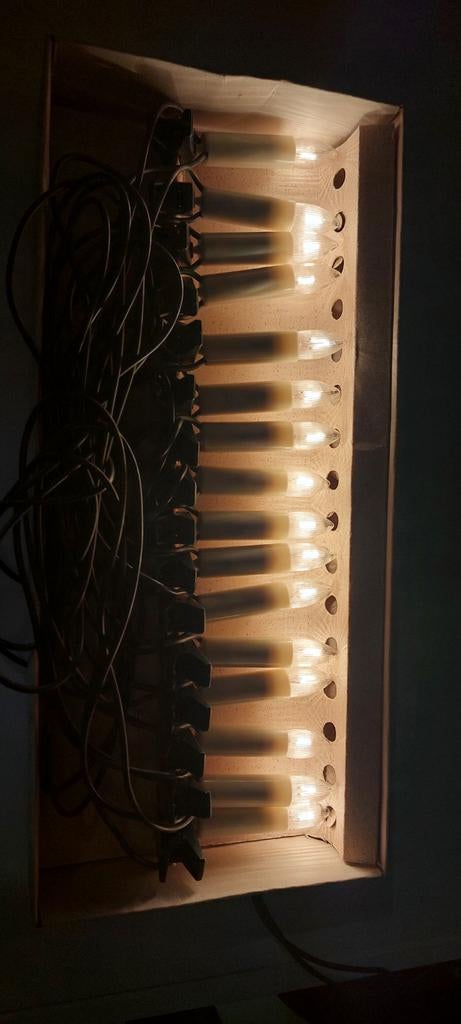 Vintage kerstlampjes kerstverlichting 16 lampjes met knijper, Ophalen of Verzenden, Gebruikt