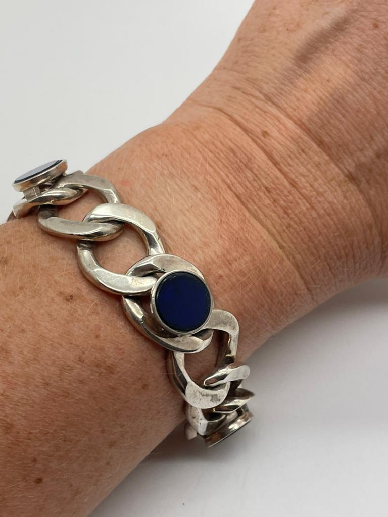 E122 Prachtige zilveren Franz Schreurle armband, Ophalen of Verzenden, Zilver, Armband, Met edelsteen