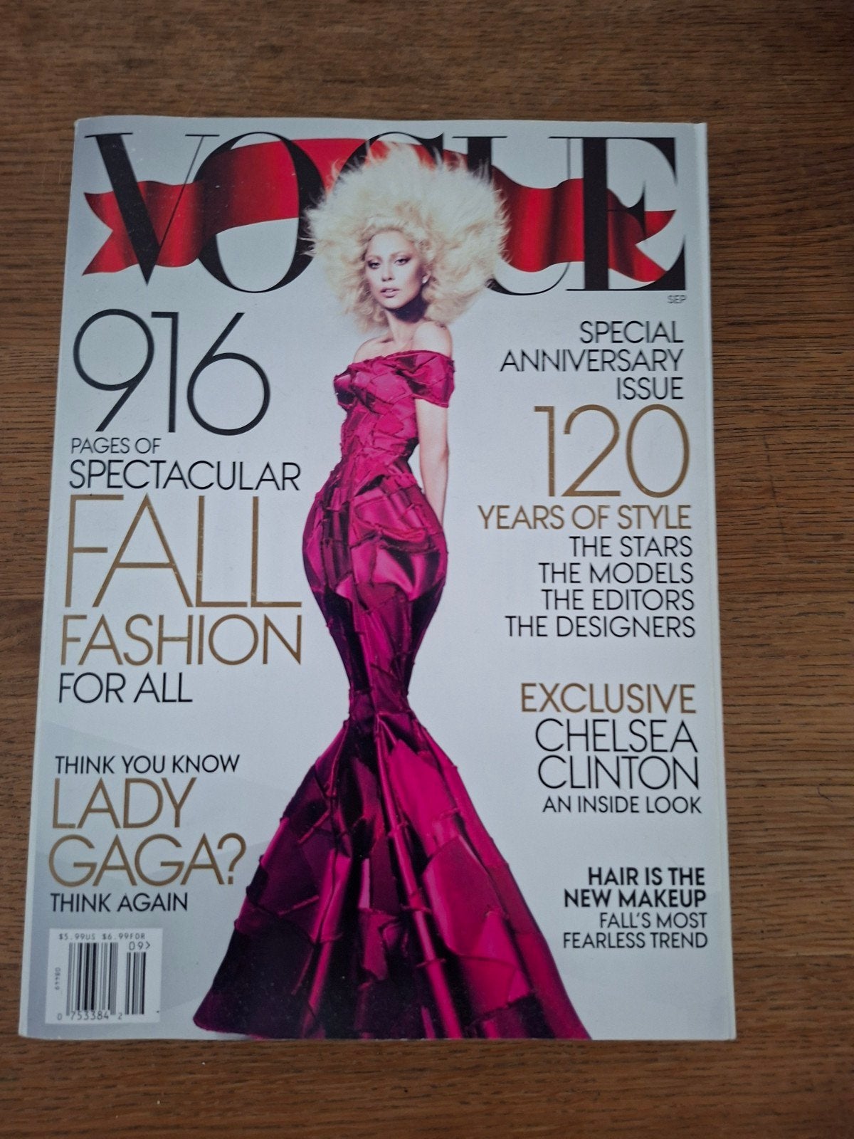 Vogue u.s.a september issue 2012 lady gaga fashion magazine, Verzenden, Zo goed als nieuw, Glossy