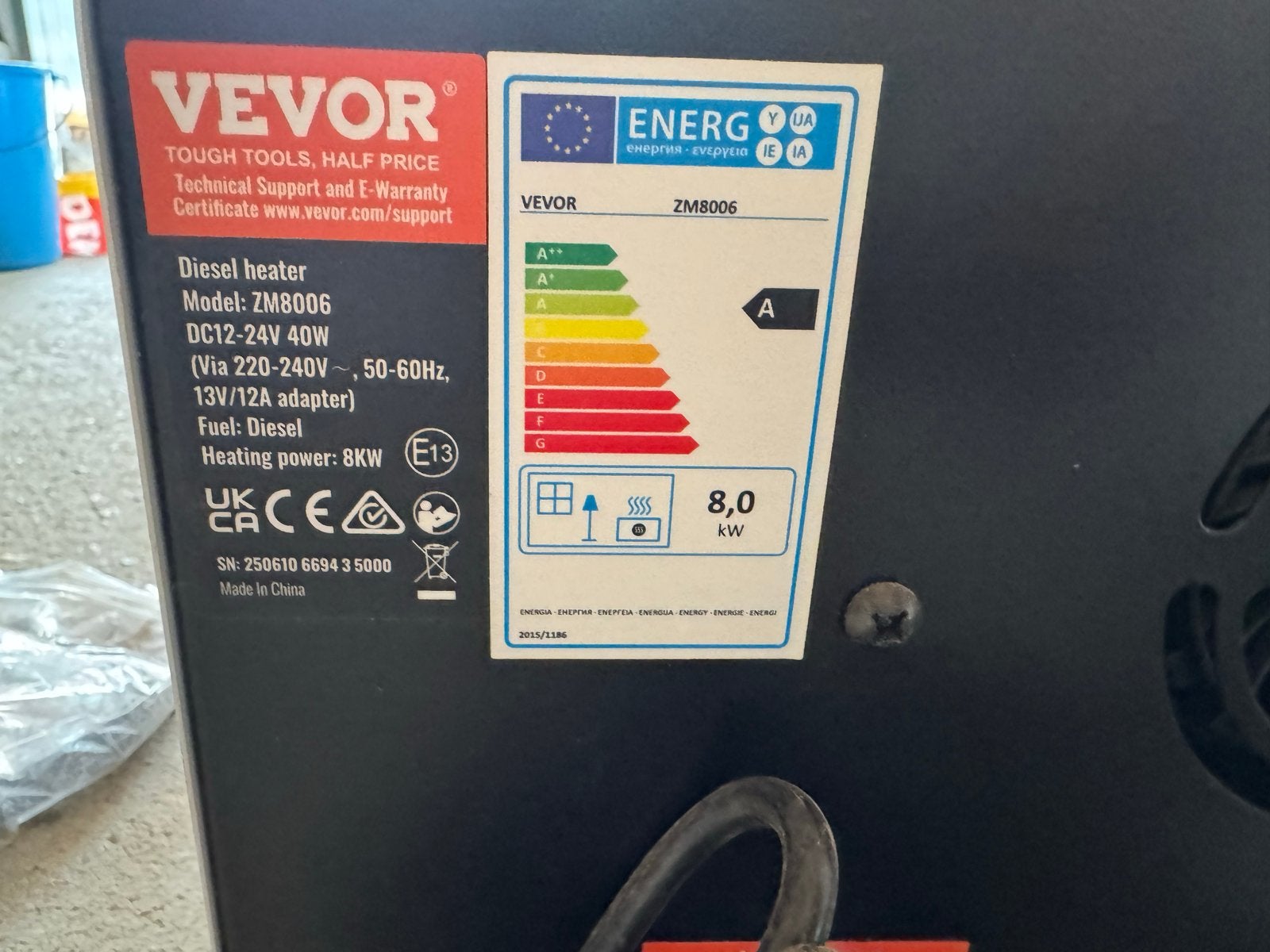 Vevor Standkachel 8KW - 12V/24V Diesel Verwarming, Ophalen, Zo goed als nieuw