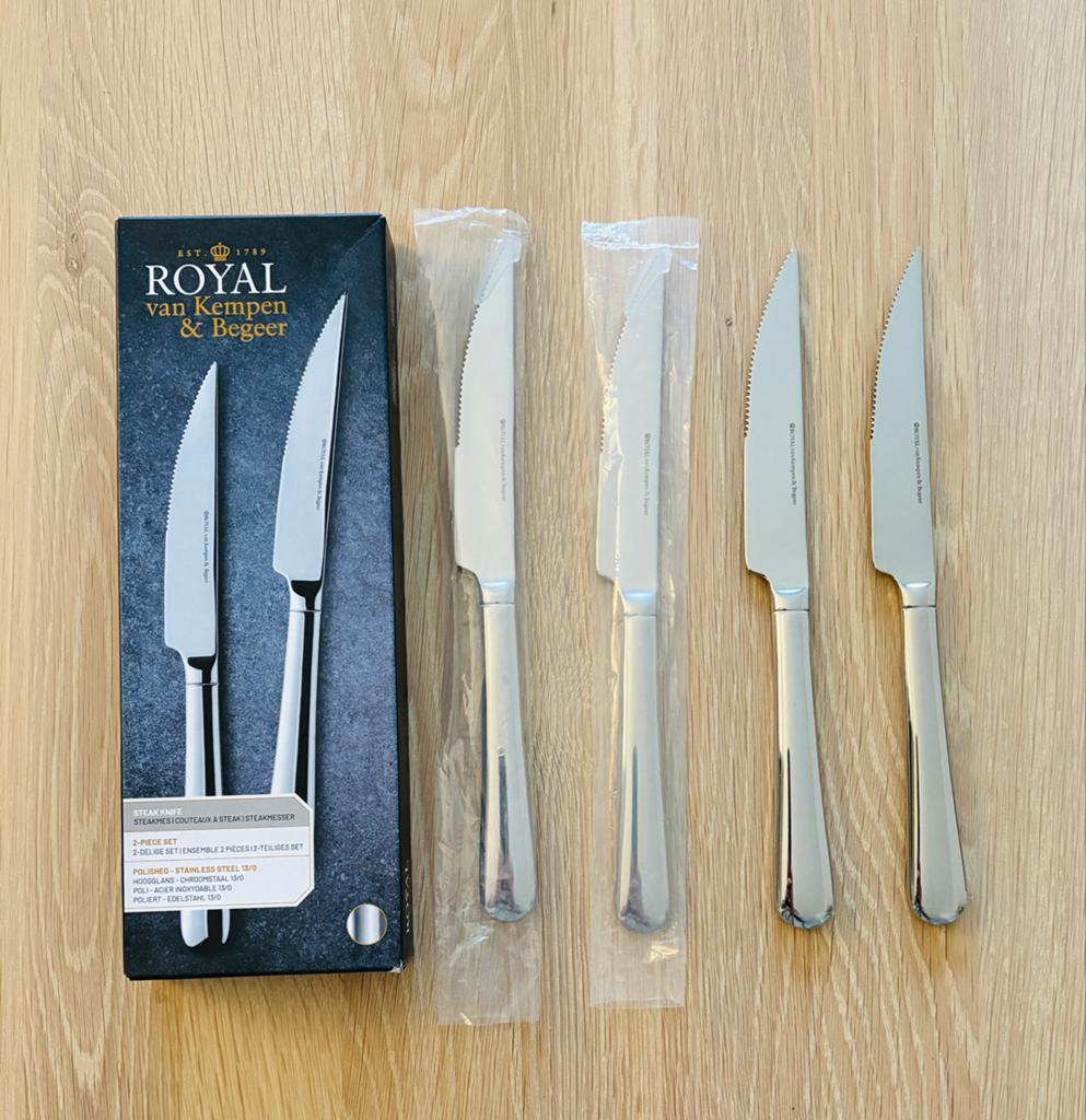 🥩🔥 4 Royal Van Kempen & Begeer Steakmessen AH Albert Heijn, Ophalen of Verzenden, Nieuw, Rvs of Chroom