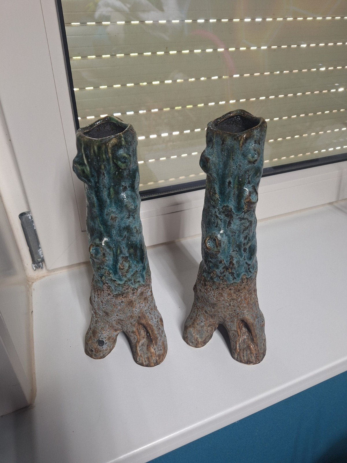 2 unieke vaasjes in boomstam-look, Ophalen of Verzenden