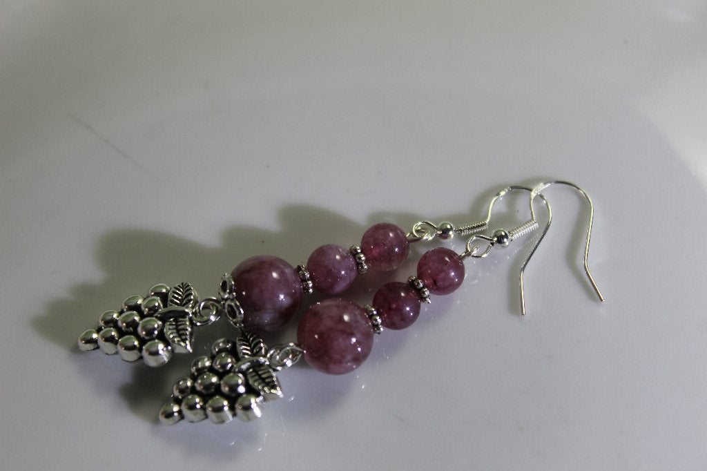 Lepidoliet Oorbellen met Druiventrossen, Sieraden, Tassen en Uiterlijk, Overige materialen, Hangers, Paars, Nieuw