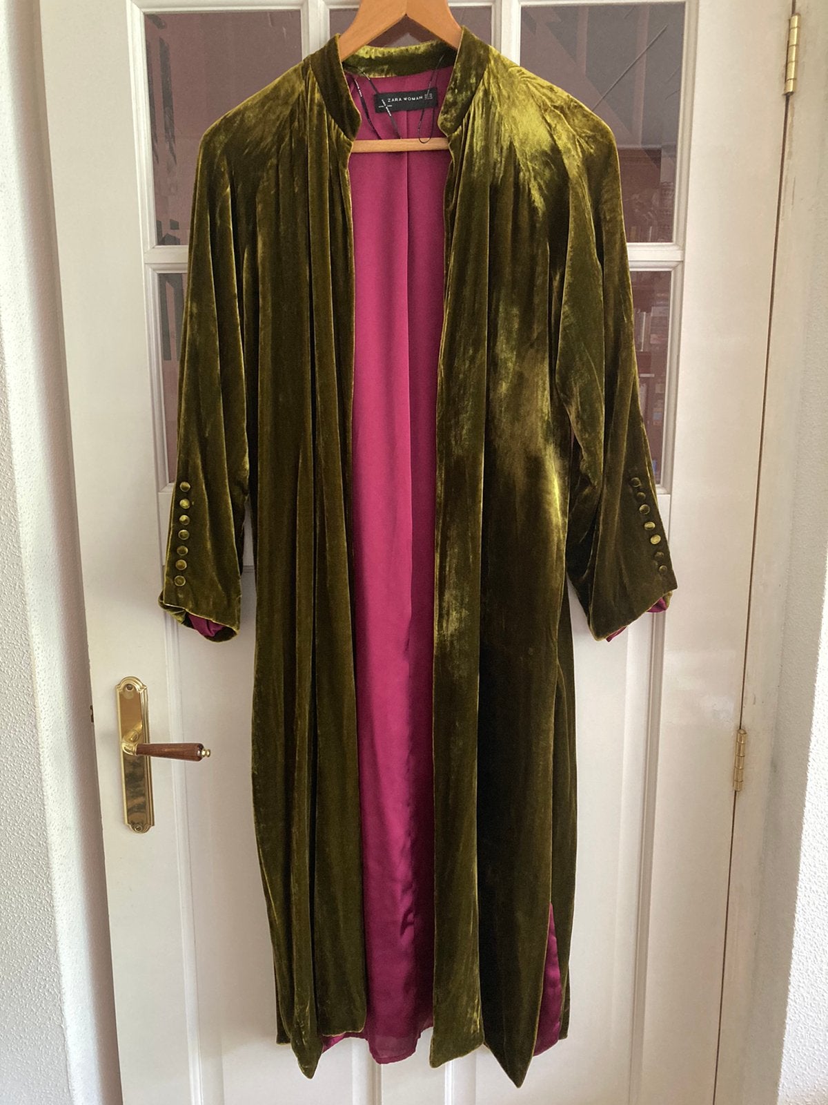 Zara vest fluweel satijn olijfgroen XS oversized split, Ophalen of Verzenden, Zo goed als nieuw, Maat 34 (XS) of kleiner, Groen