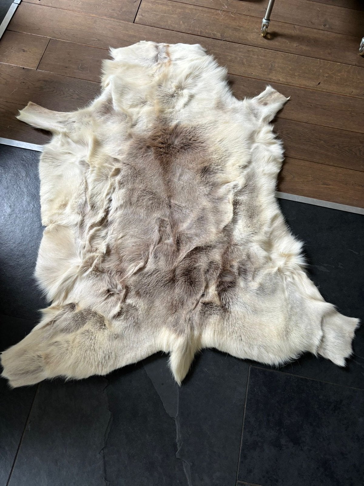 Rendier vacht 130 x 100 cm, 100 tot 150 cm, Beige, Ophalen of Verzenden, Zo goed als nieuw
