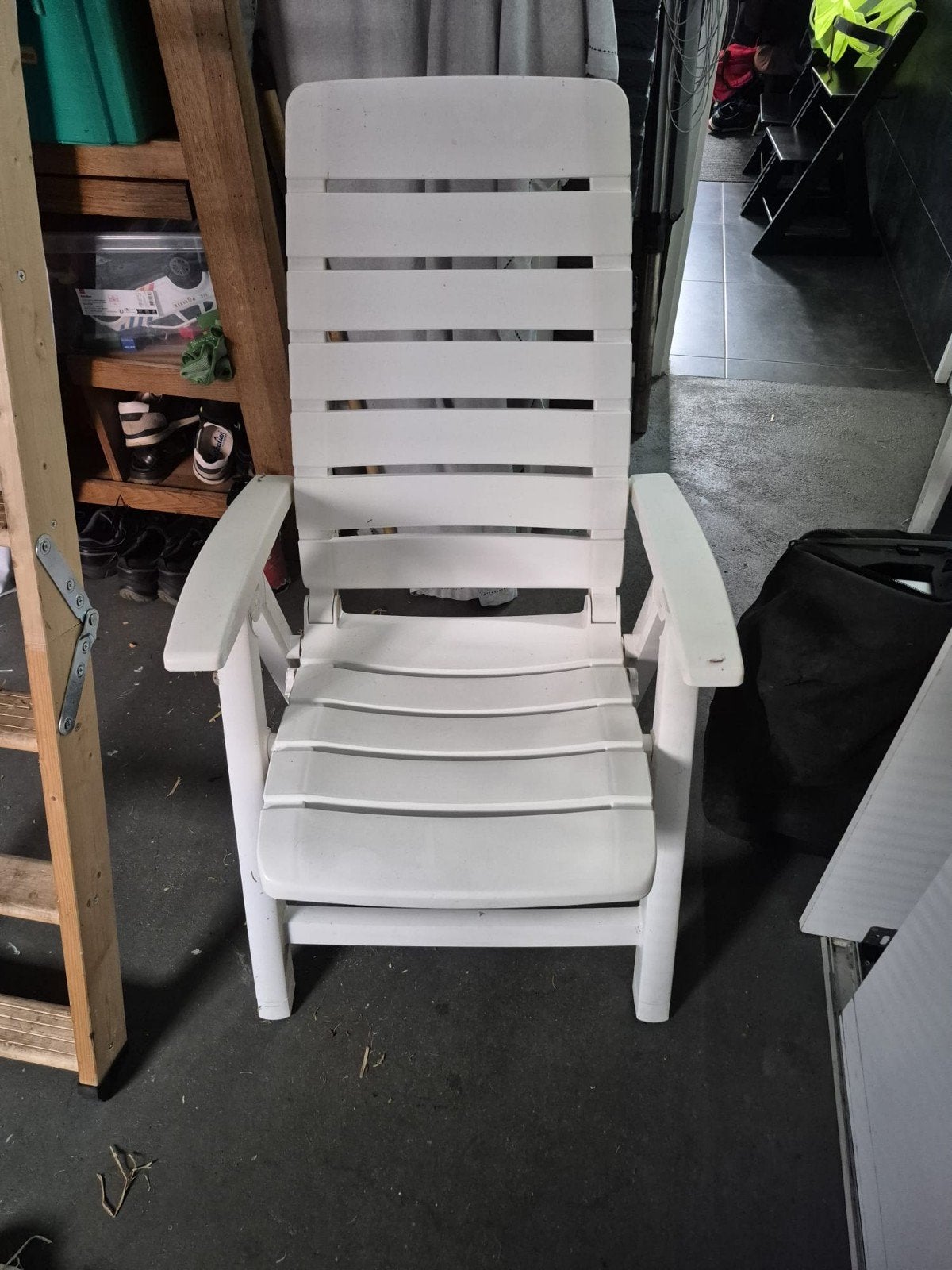5x Witte verstelbare tuinstoelen van kunststof, Ophalen, Gebruikt, Kunststof, Verstelbaar