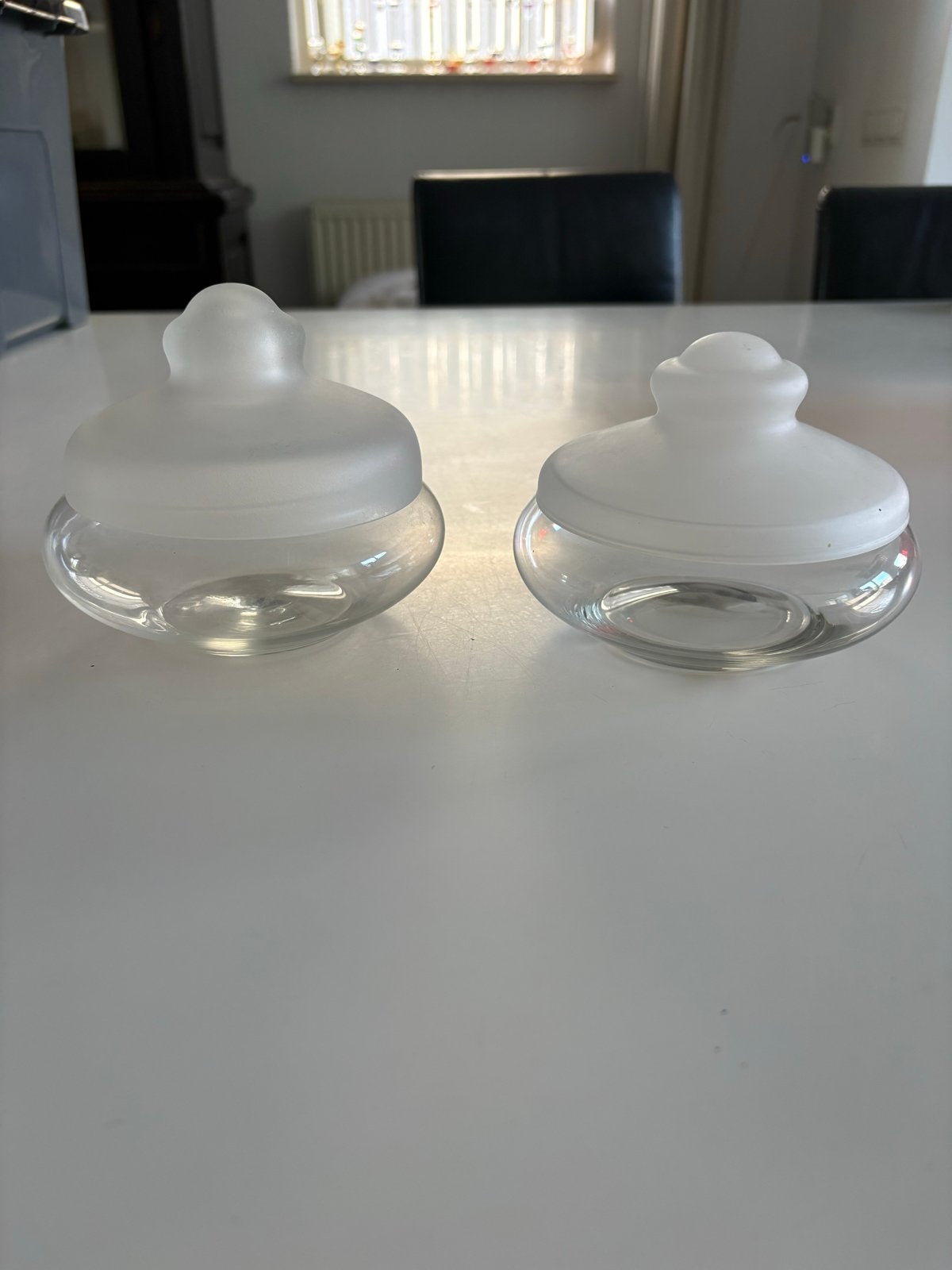2 bonbonnieres van Jacques Boon Royal Leerdam, Ophalen of Verzenden, Zo goed als nieuw, Modern, Wit