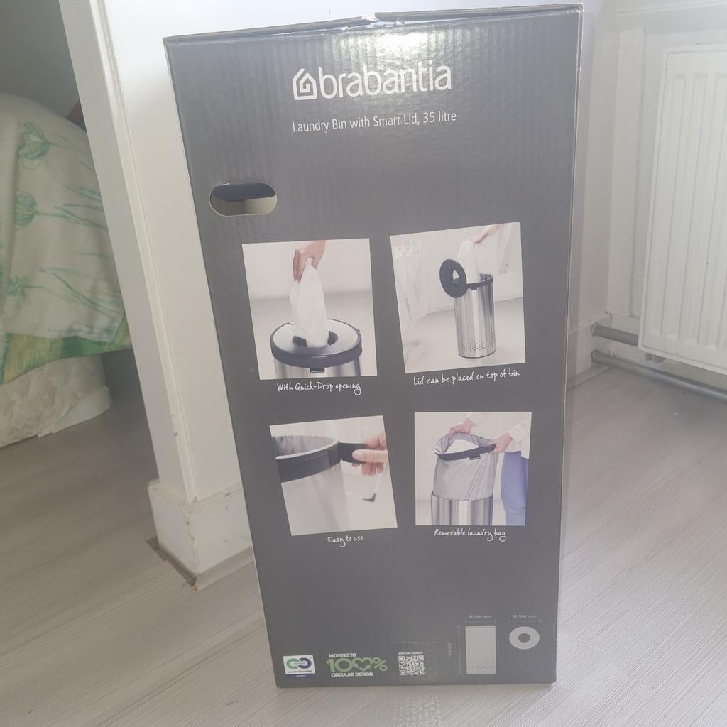 Brabantia Wasmand met Smart Lid, 35 liter - Nieuw in doos, 30 tot 40 liter, Ophalen of Verzenden, Nieuw, Metaal