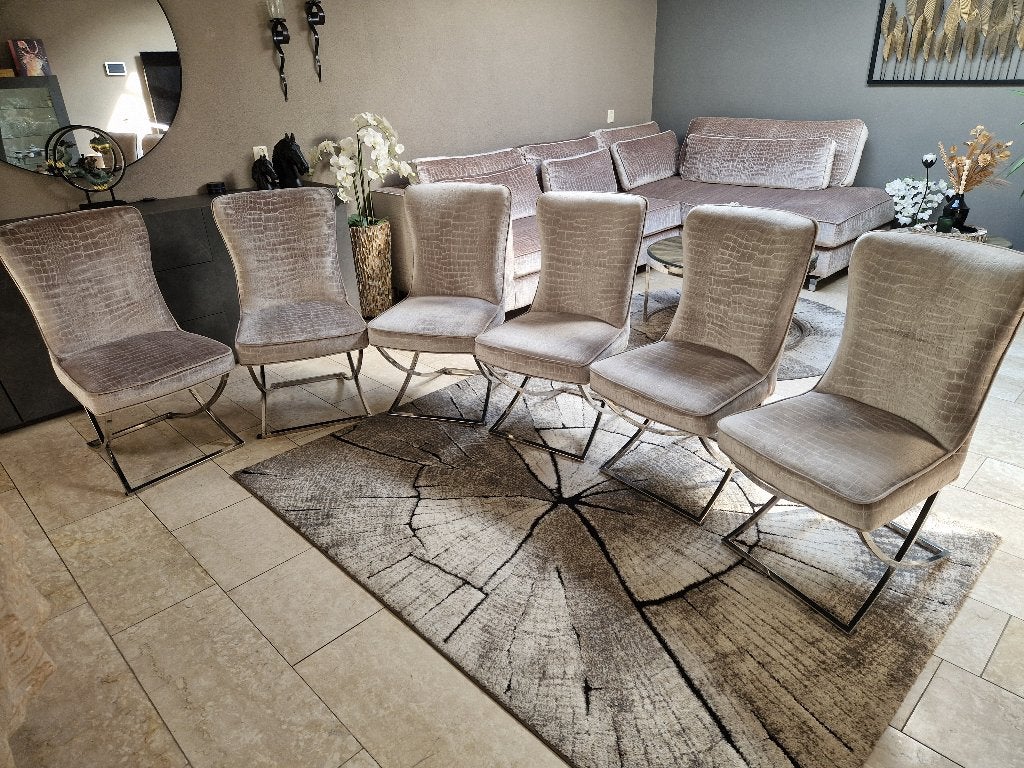 6 eetkamer stoelen nieuw, Ophalen, Zo goed als nieuw, Grijs, Vijf, Zes of meer stoelen