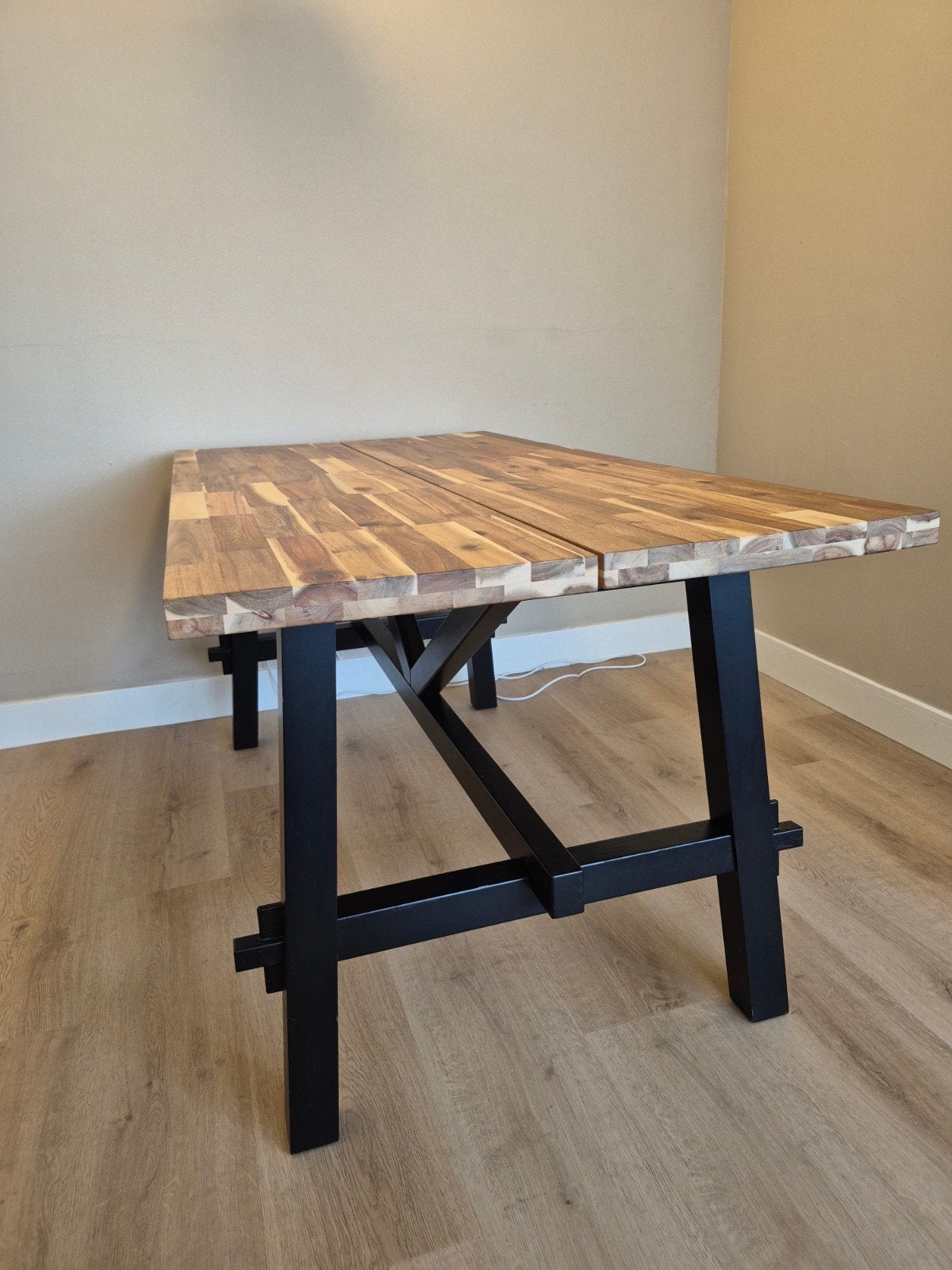 IKEA Skogsta Acaciahouten Eettafel (160x81x74cm), 100 tot 150 cm, Industrieel, Modern, 50 tot 100 cm, Zo goed als nieuw