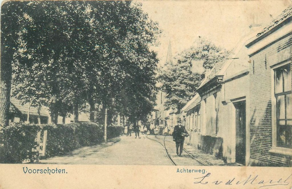 701-124-035 Voorschoten Achterweg, Verzamelen, Ansichtkaarten | Nederland, Verzenden, Voor 1920, Zuid-Holland