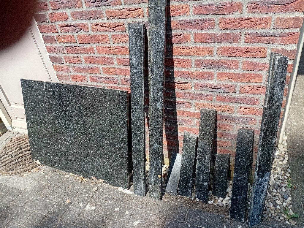 Granieten plaat en stroken voor achter kookplaat, Doe-het-zelf en Verbouw, Platen en Panelen, Ophalen, Gebruikt, Overige materialen