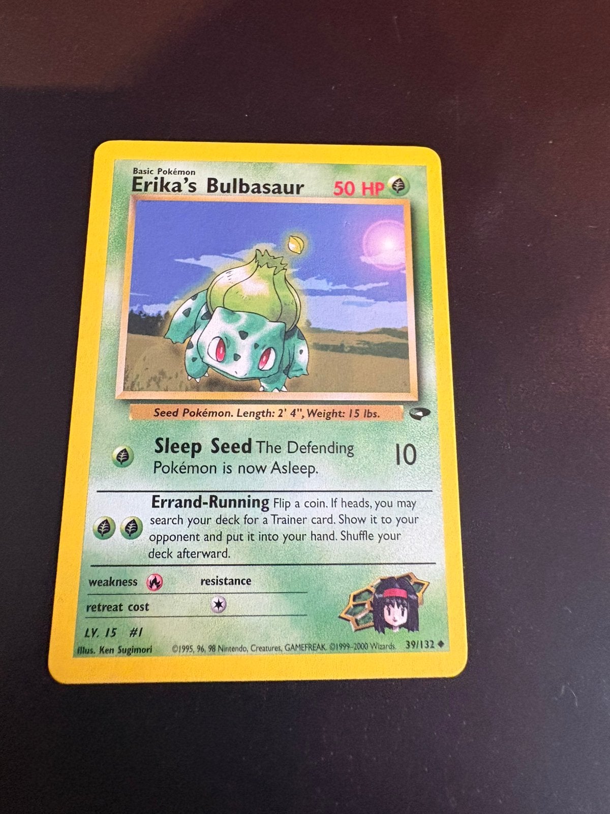 Erika’s bulbasaur 39, pokemonkaart, gym challenge, kaart, Verzenden, Gebruikt