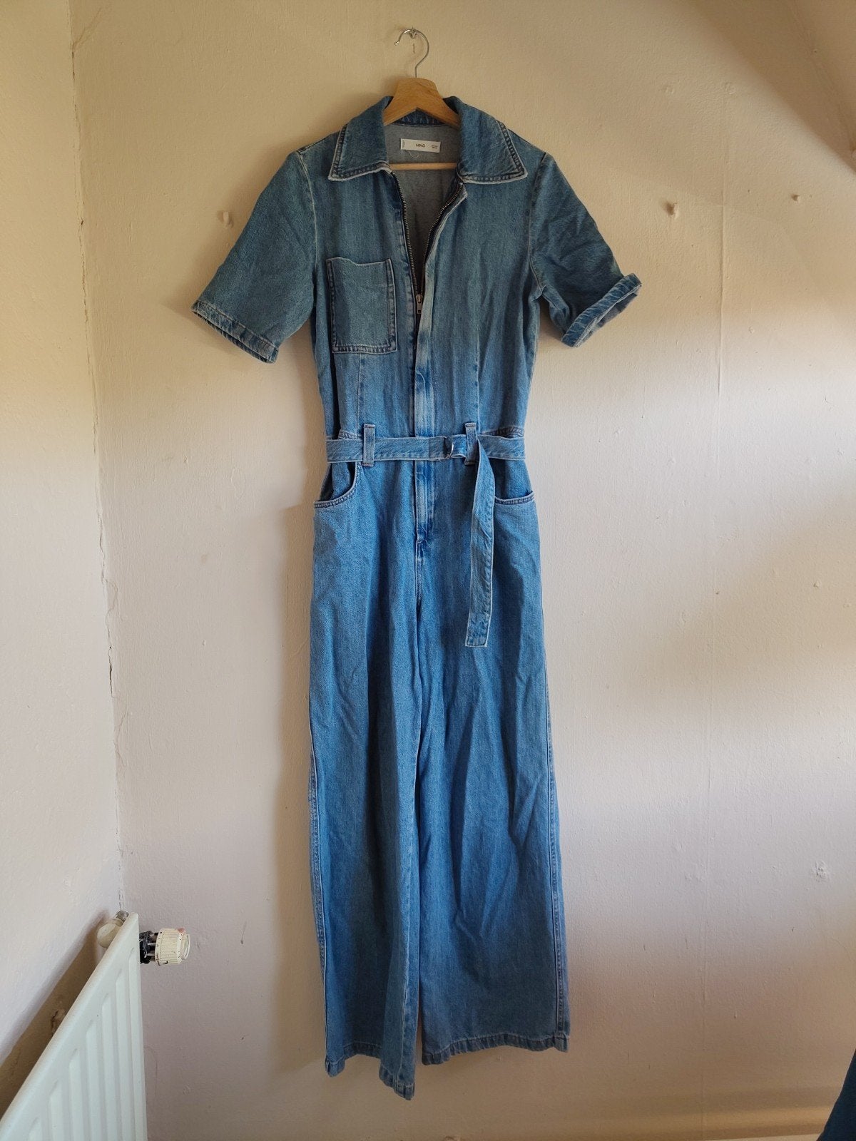 Mango denim jumpsuit met ceintuur, Mango, Blauw, Ophalen of Verzenden, Zo goed als nieuw