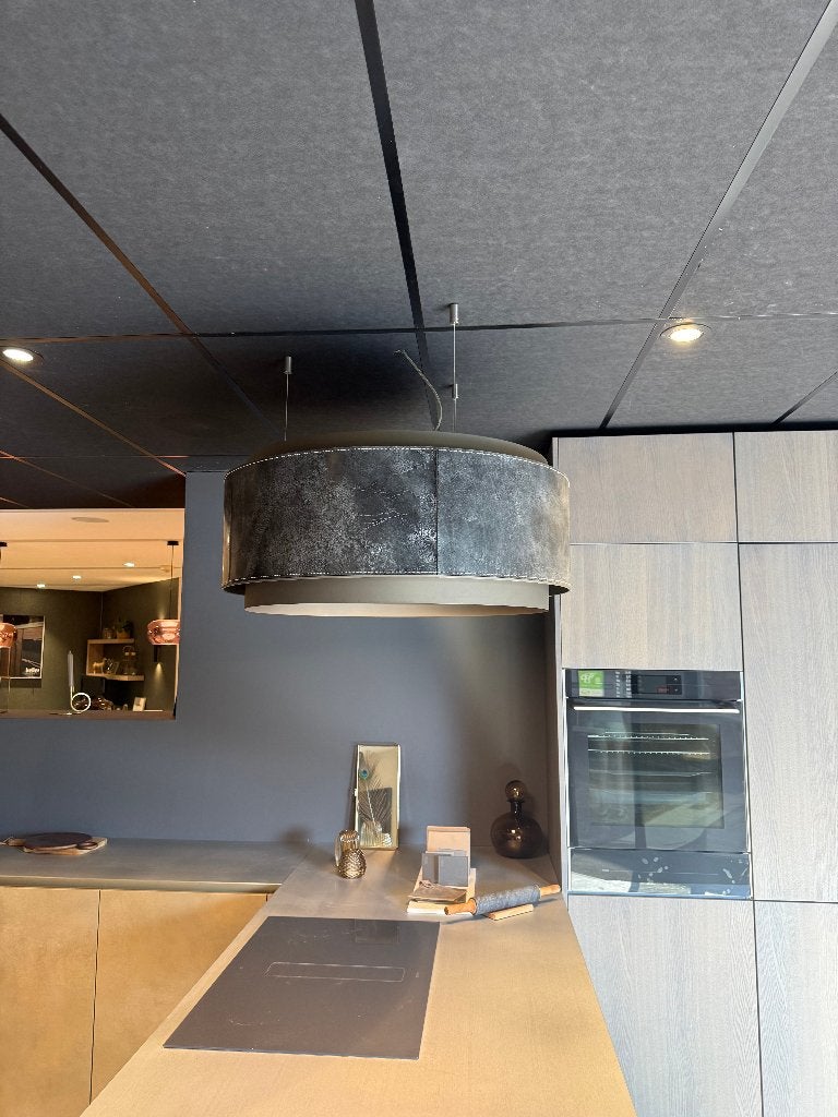Wave afzuigkap en lamp van leer showroommodel, Witgoed en Apparatuur, Afzuigkappen, Ophalen, Nieuw, 400 tot 600 m³ per uur, Eilandschouwkap
