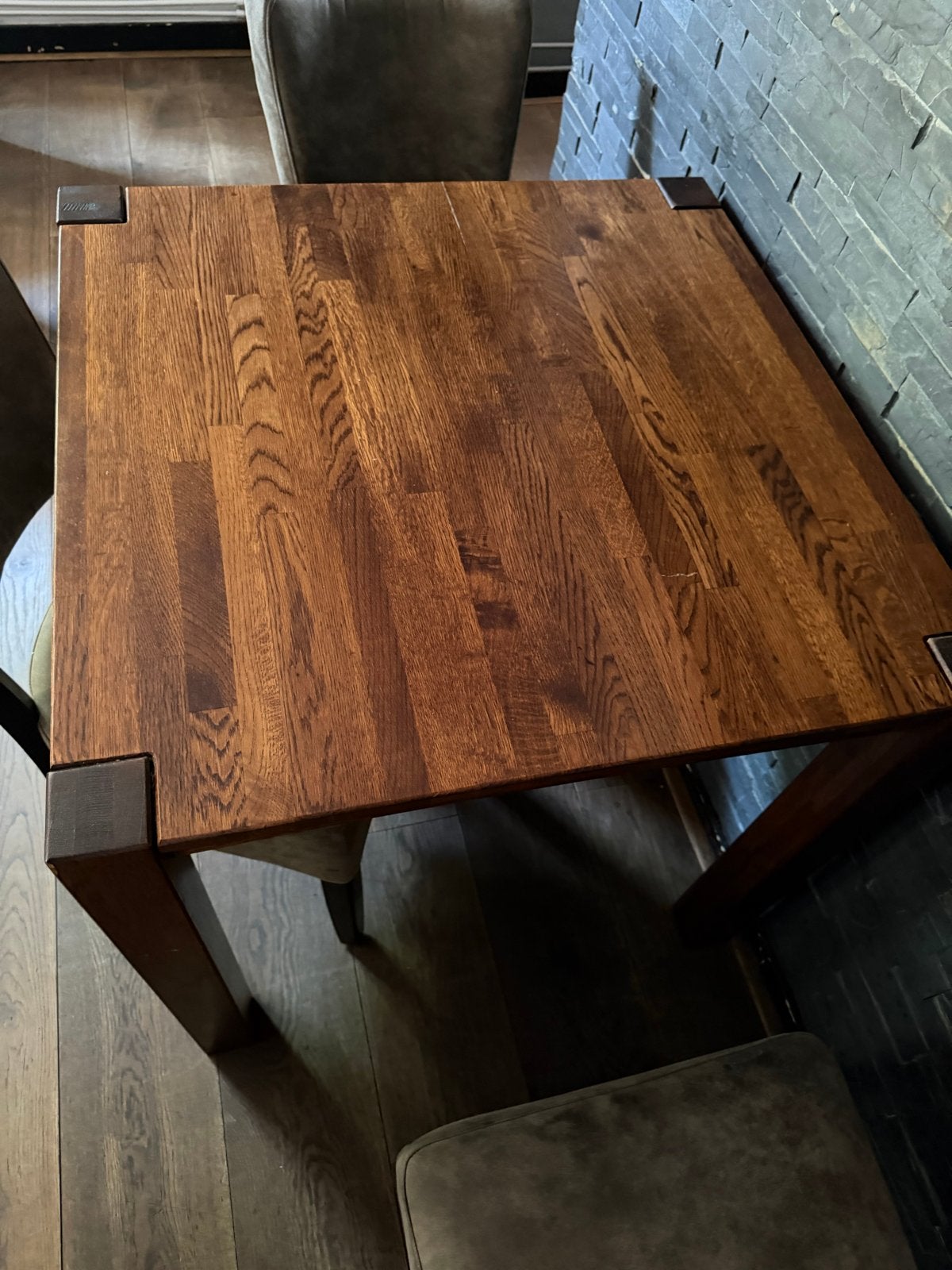 Diverse houten tafels en restaurantstoelen, lampen, Ophalen, Gebruikt, 200 cm of meer, Restaurant/cafe