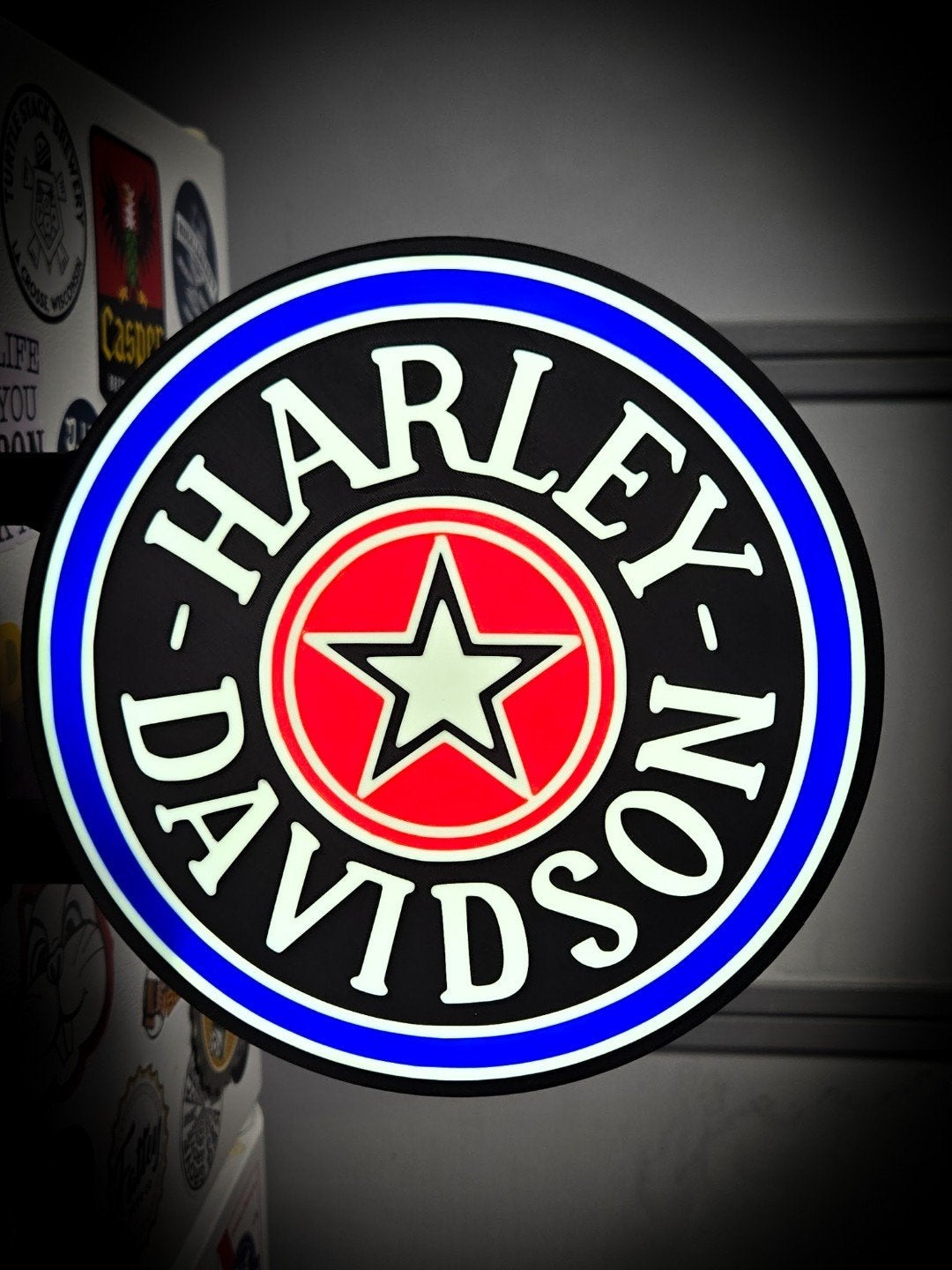 Nieuwe Dubbelzijdige Harley-Davidson LED Lamp - Ø 23 cm, Huis en Inrichting, Ophalen of Verzenden, Nieuw