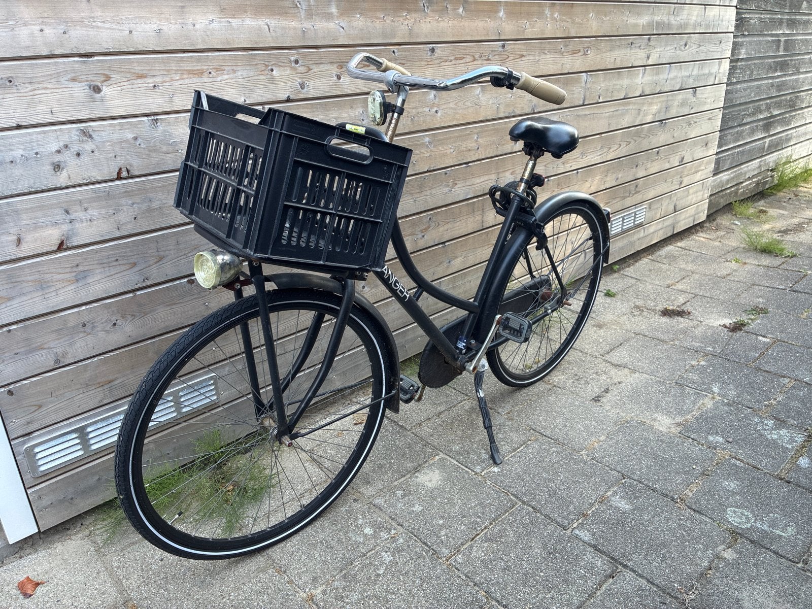 Dames transportfiets met kratje - Gebruikt, banden z.g.a.n., Terugtraprem, Ophalen, Overige merken, 53 tot 56 cm