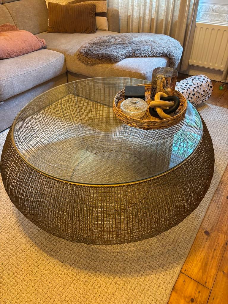 Kare Design Cesta Glas Salontafel, Huis en Inrichting, Tafels | Salontafels, Ophalen, 100 tot 150 cm, Rond, Minder dan 50 cm