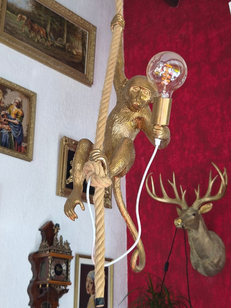 Goudkleurige lamp Aap, Huis en Inrichting, Ophalen, Zo goed als nieuw, Overige fittingen