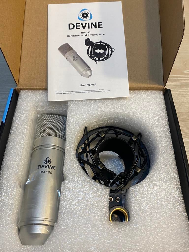 Devine BM-100 studio microfoon met shockmount, Muziek en Instrumenten, Microfoons, Ophalen of Verzenden, Nieuw, Studiomicrofoon
