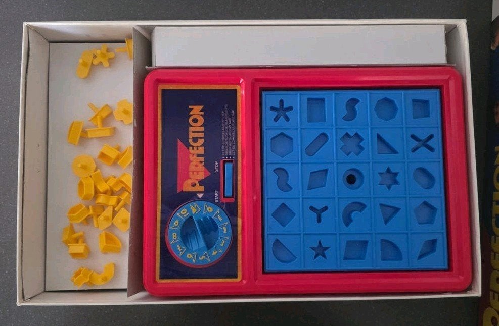 VINTAGE: Perfection.  Bordspel van MB Spellen, Een of twee spelers, Ophalen of Verzenden, Gebruikt, MB Spellen