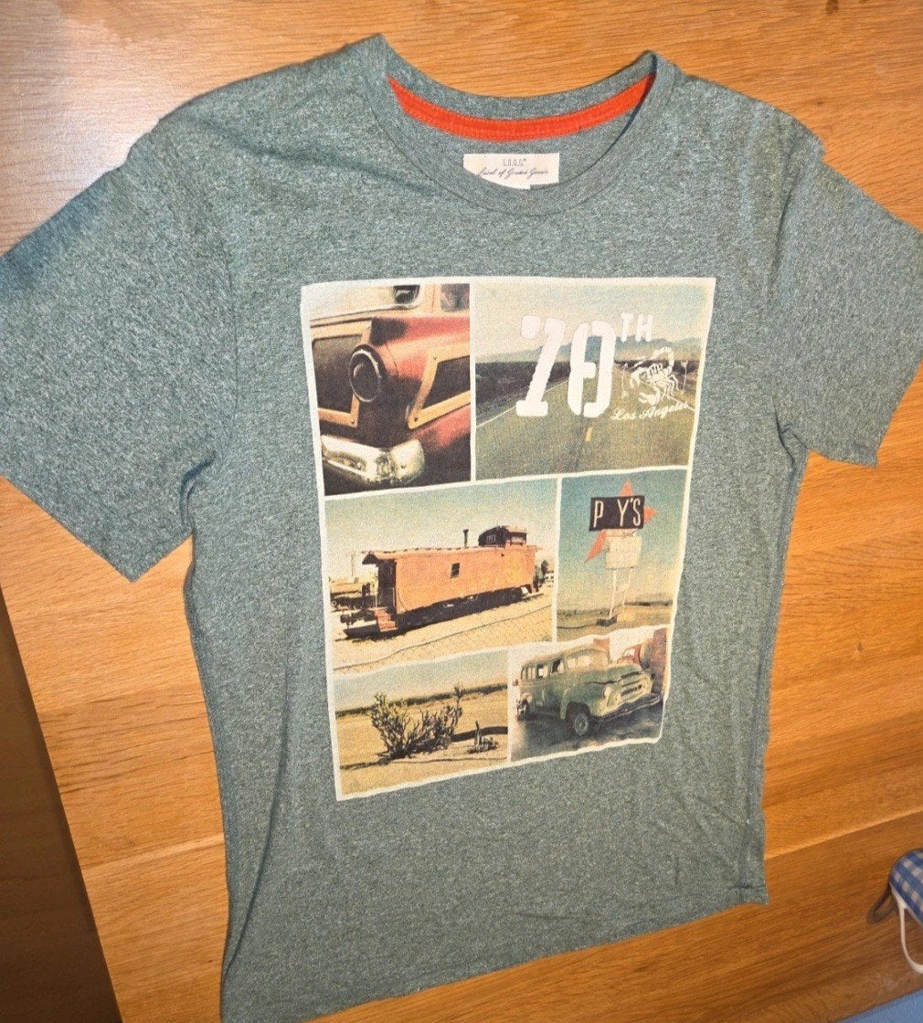H&M jongens shirt maat 158/164 met auto/trein print, Gebruikt, H&M, Ophalen of Verzenden, Shirt of Longsleeve
