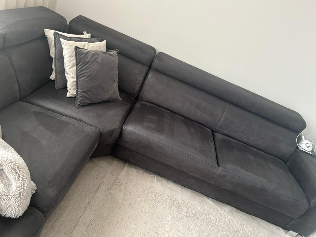 Grote hoekbank met opbergruimte - Antraciet stof, Huis en Inrichting, Banken | Bankstellen, Ophalen, 250 tot 300 cm, 100 tot 125 cm