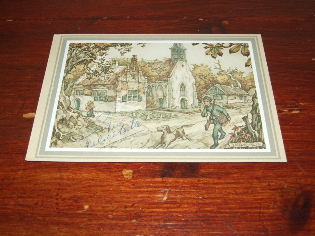 64- Anton Pieck kaart - Jager met honden en kerkje, Verzamelen, 1960 tot 1980, Gebruikt, Verzenden, Gebouw