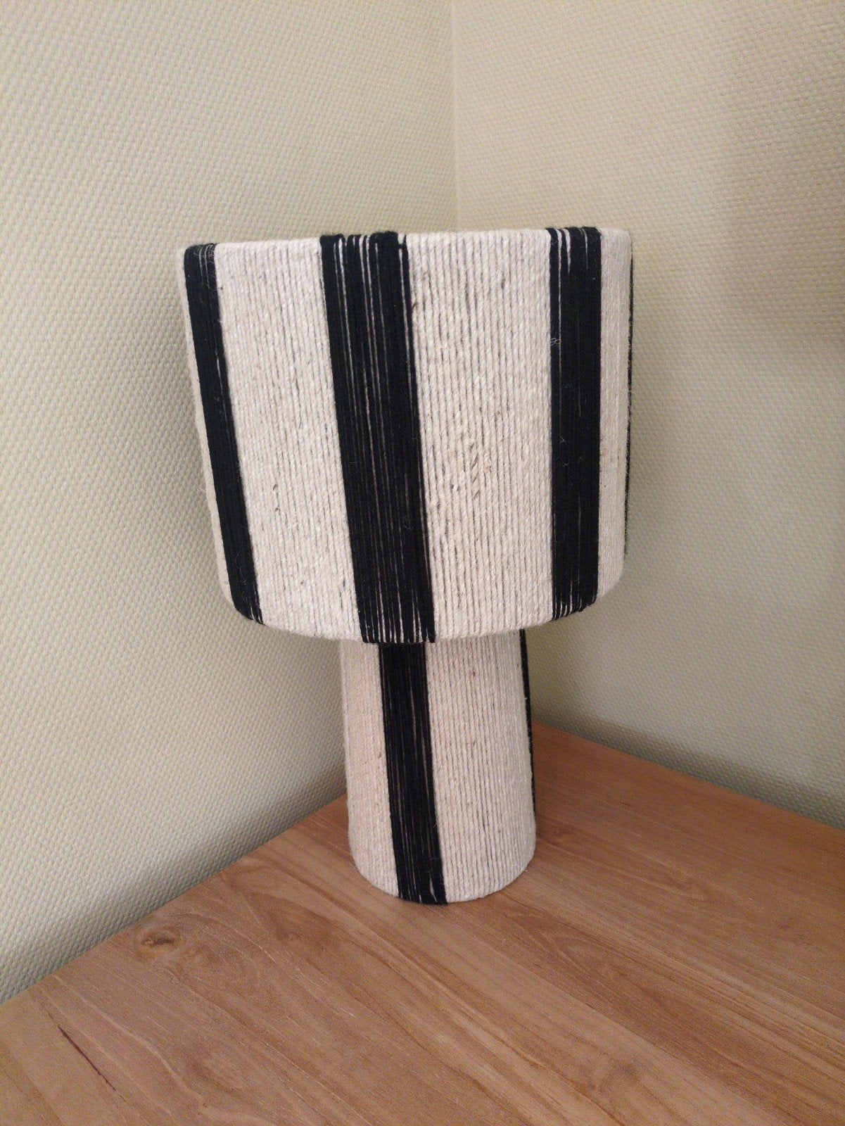 Grote beige touwlamp, eventueel zonder zwart touw, Ophalen, Natuurlijk materiaal, Beige, E27 (groot)