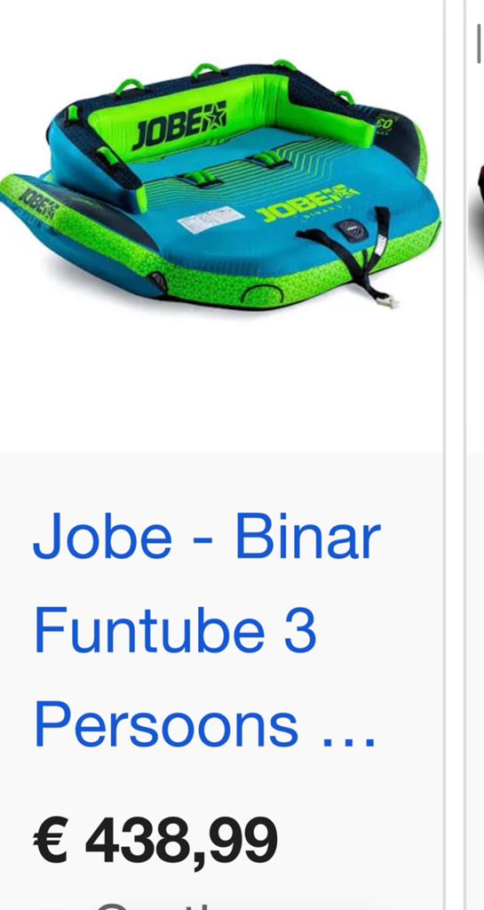 Funtube jobe 3 persoons, Watersport en Boten, Waterski's, Ophalen of Verzenden, Zo goed als nieuw, Funband of Funtube