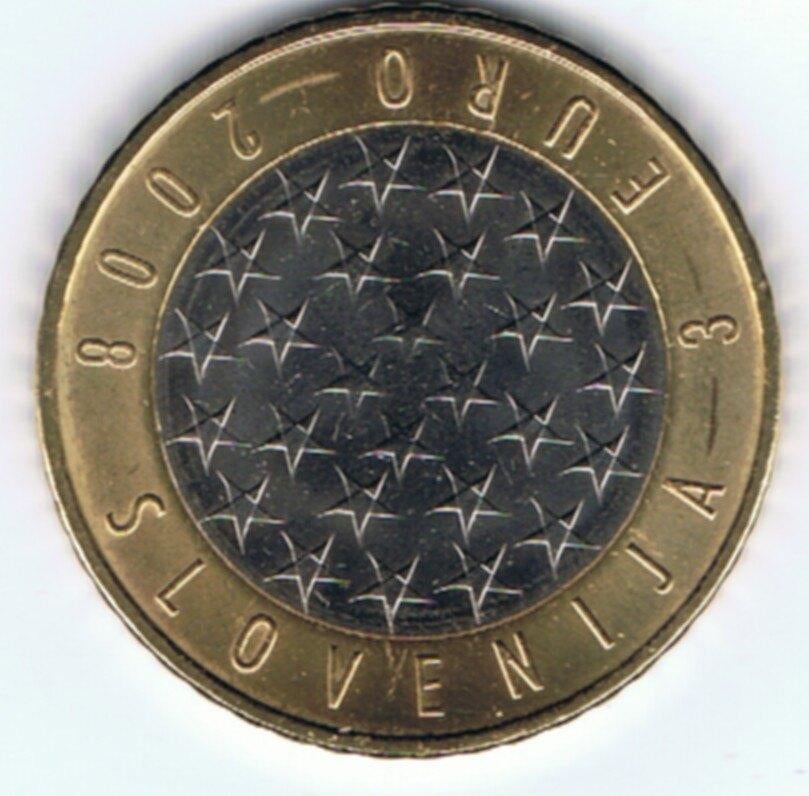 23-1053 Slovenie 3 euro 2008, Postzegels en Munten, Munten | Europa | Euromunten, Ophalen of Verzenden, Slovenië, Overige waardes