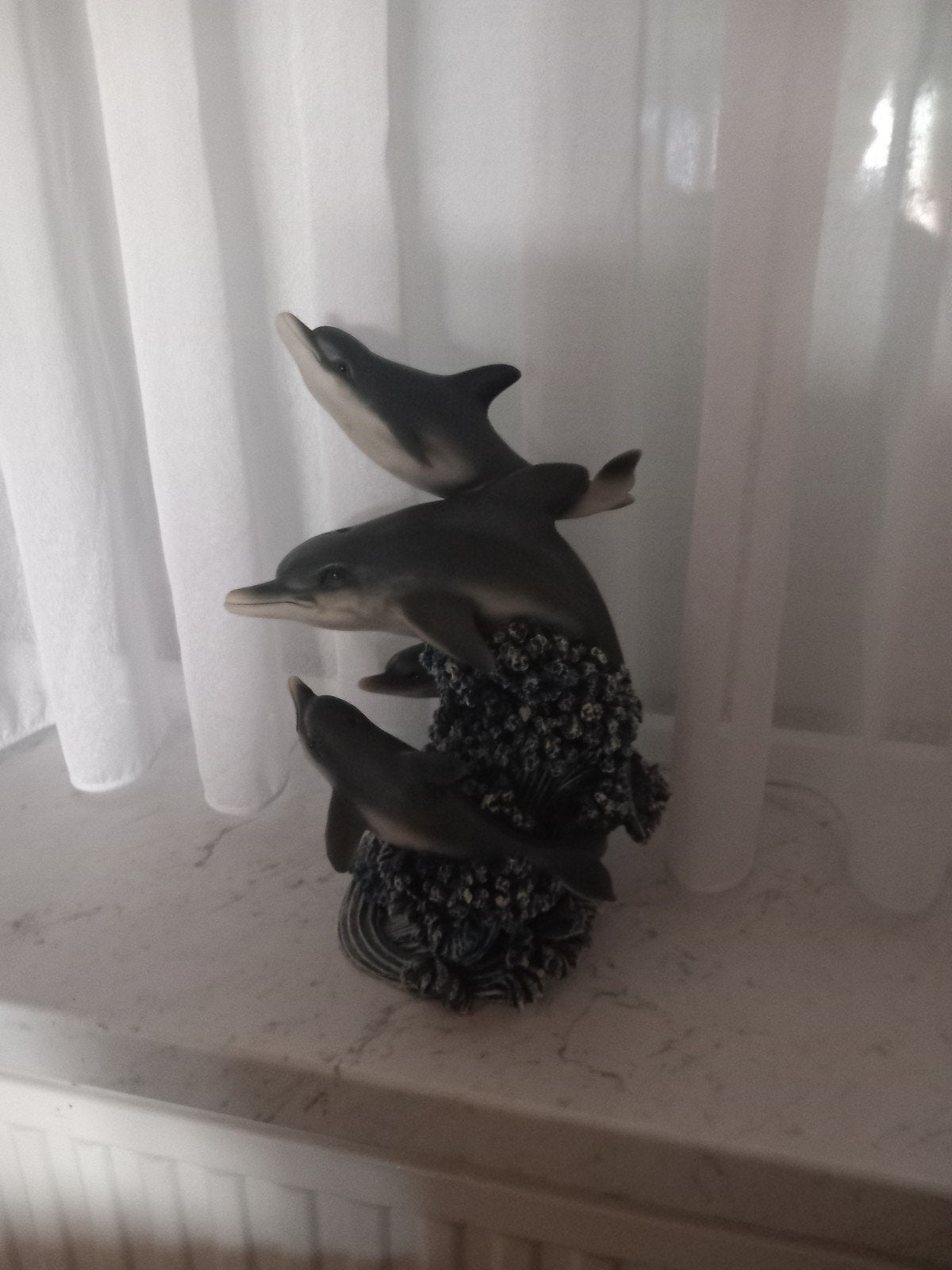 Dolfijnen beeldje - decoratie, Gebruikt, Overige stijlen, Ophalen of Verzenden, Grijs