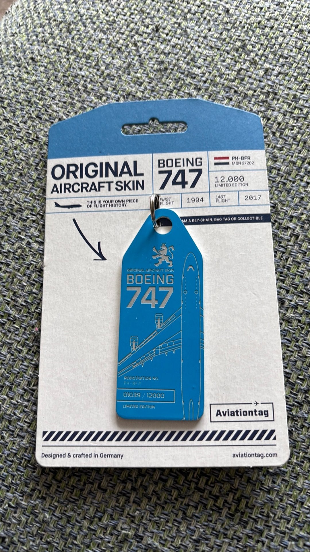 Aviation tag KLM PH-BFR nmr 1039 van 12.000, Ophalen of Verzenden, Zo goed als nieuw