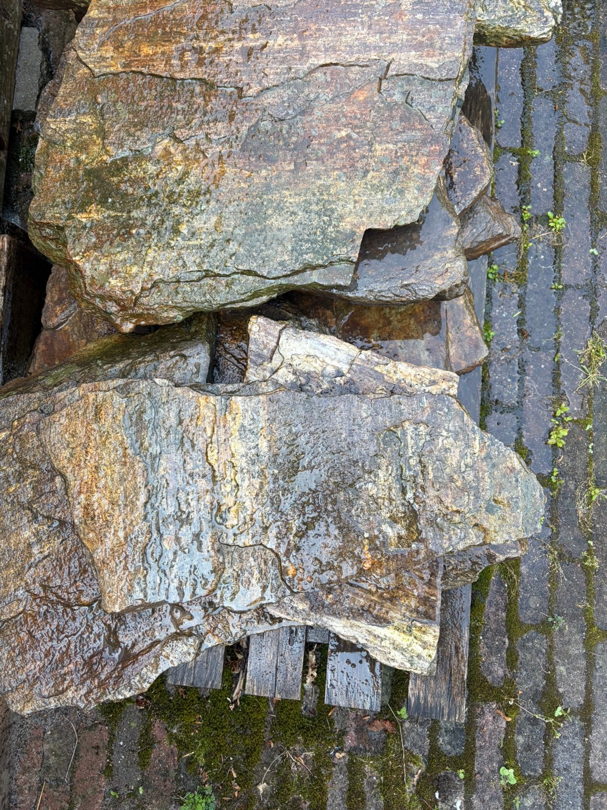 Partij flagstone leisteen multicolor, Tuin en Terras, Ophalen, Gebruikt, Overige typen, Natuursteen