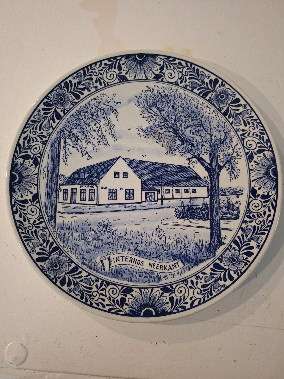 Delfts Blauw wandbord Internos Neerkant, handgeschilderd, Ophalen of Verzenden
