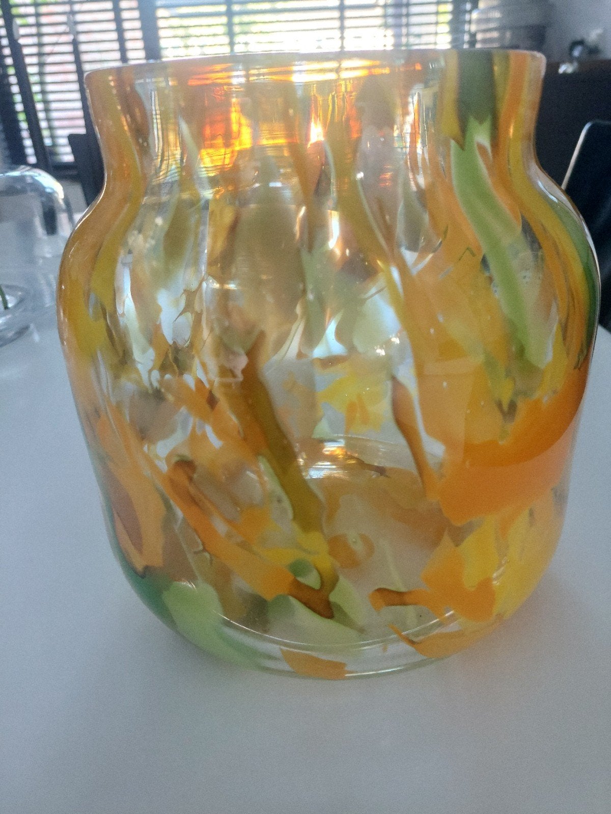 Fidrio Holland Glazen Vaas - Oranje/Groen/Geel, Ophalen of Verzenden