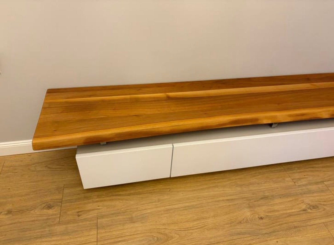 Zwevend tv meubel met lade en glasplaat, Ophalen