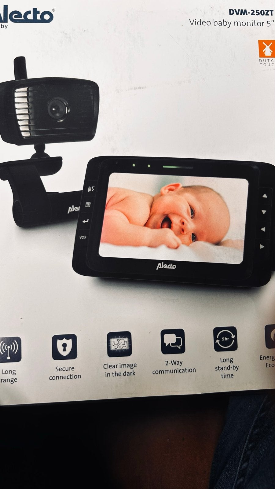 Alecto DVM-250ZT Video Babyfoon met 5" Monitor, Ophalen of Verzenden, Zo goed als nieuw, 250 meter of meer, Camera