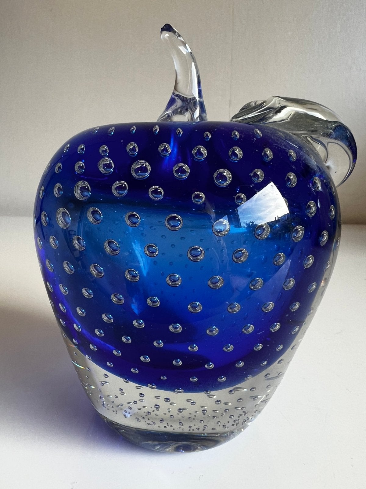 Vintage Murano Italy Paperweight Bullicante Glazen Appel 70s, Ophalen of Verzenden