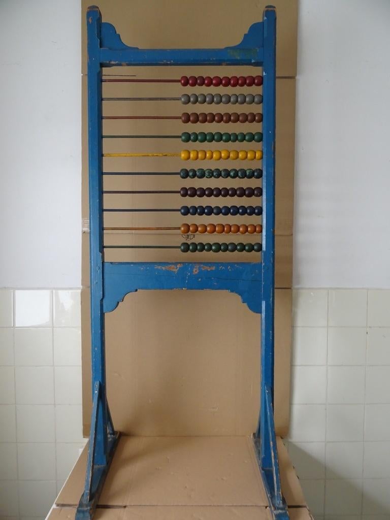 Curiosa antiek telraam groot houten telraam uit school 151cm, Ophalen of Verzenden