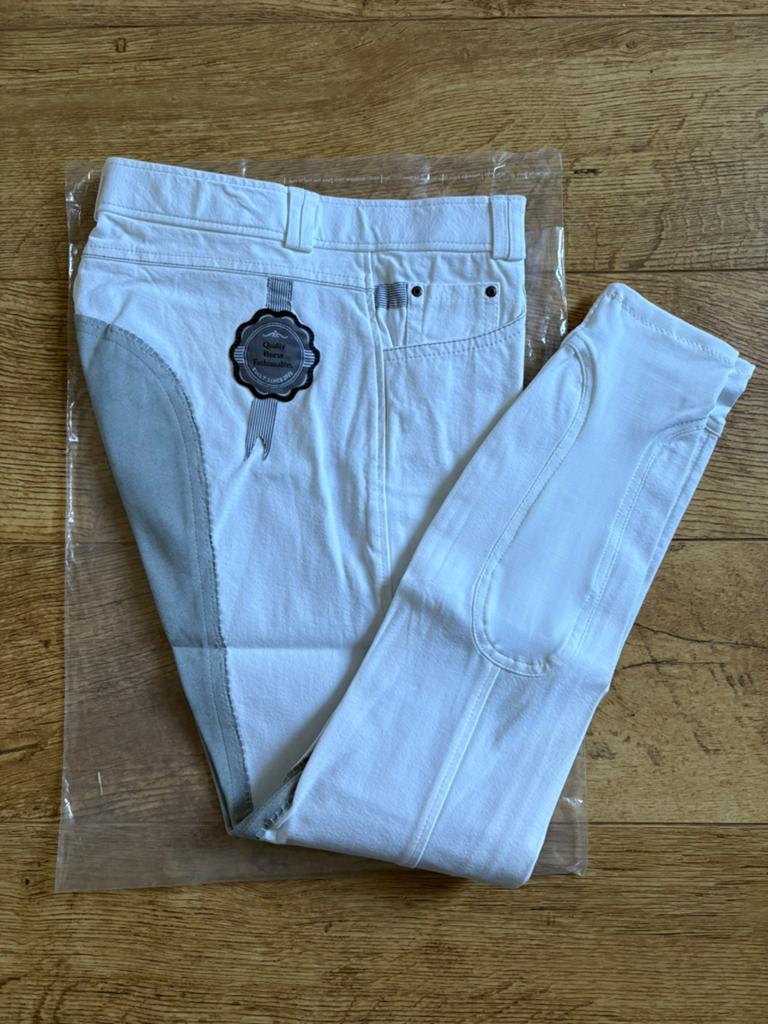 Nieuw! Partij van 6 gave witte QHP paardrijbroeken, Dieren en Toebehoren, Ophalen, Dressuur, Nieuw, Kinderen