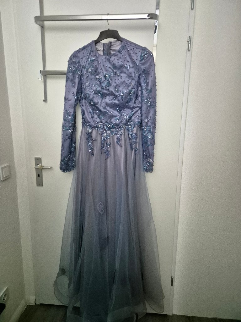 Abiye, avondjurk, abaya, galajurk, Kleding | Dames, Ophalen of Verzenden, Zo goed als nieuw, Blauw, Galajurk