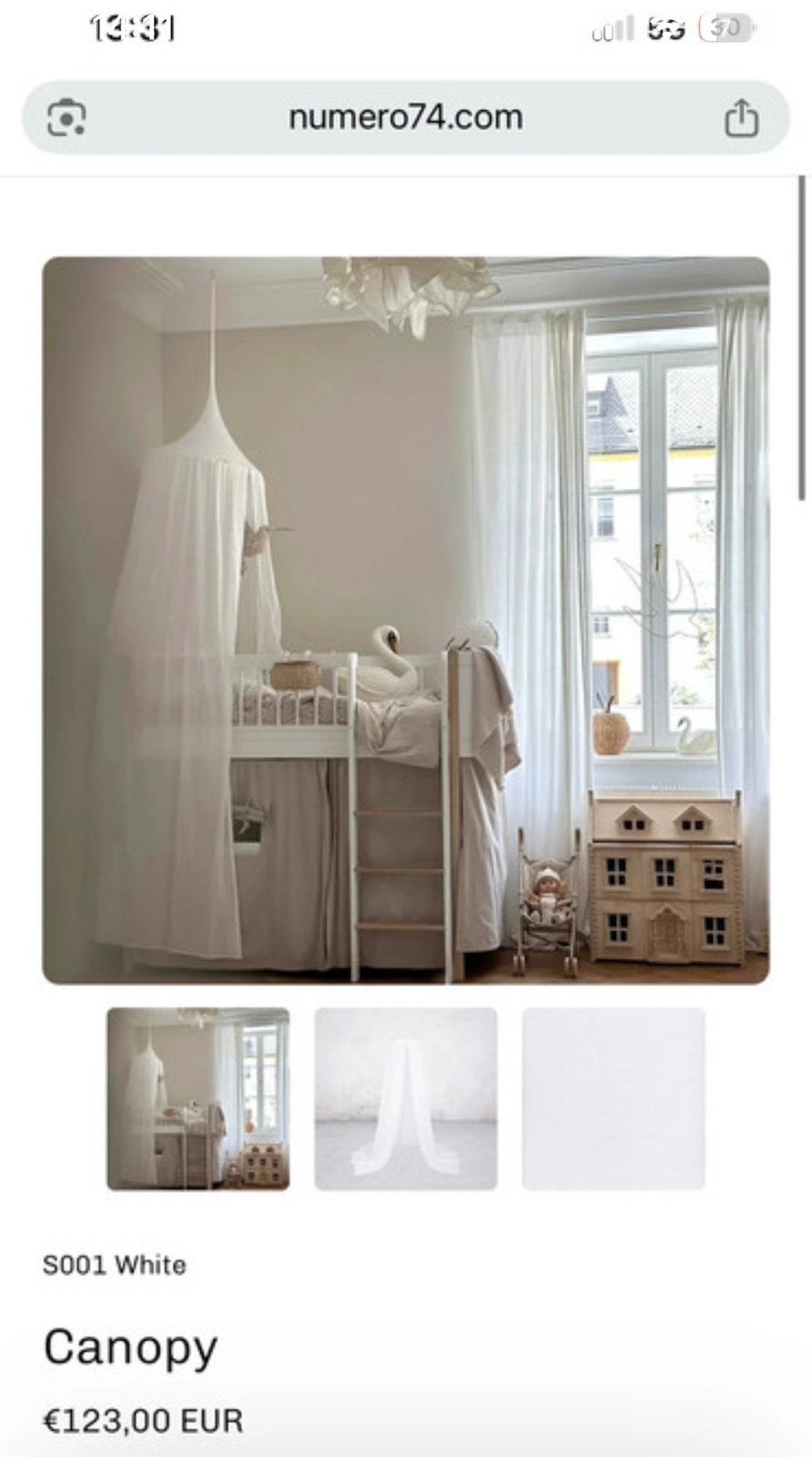 Prachtig Numero 74 bedhemeltje / canopy, model S001 in White, Eenpersoons, Wit, Ophalen of Verzenden, Deken of Dekbed