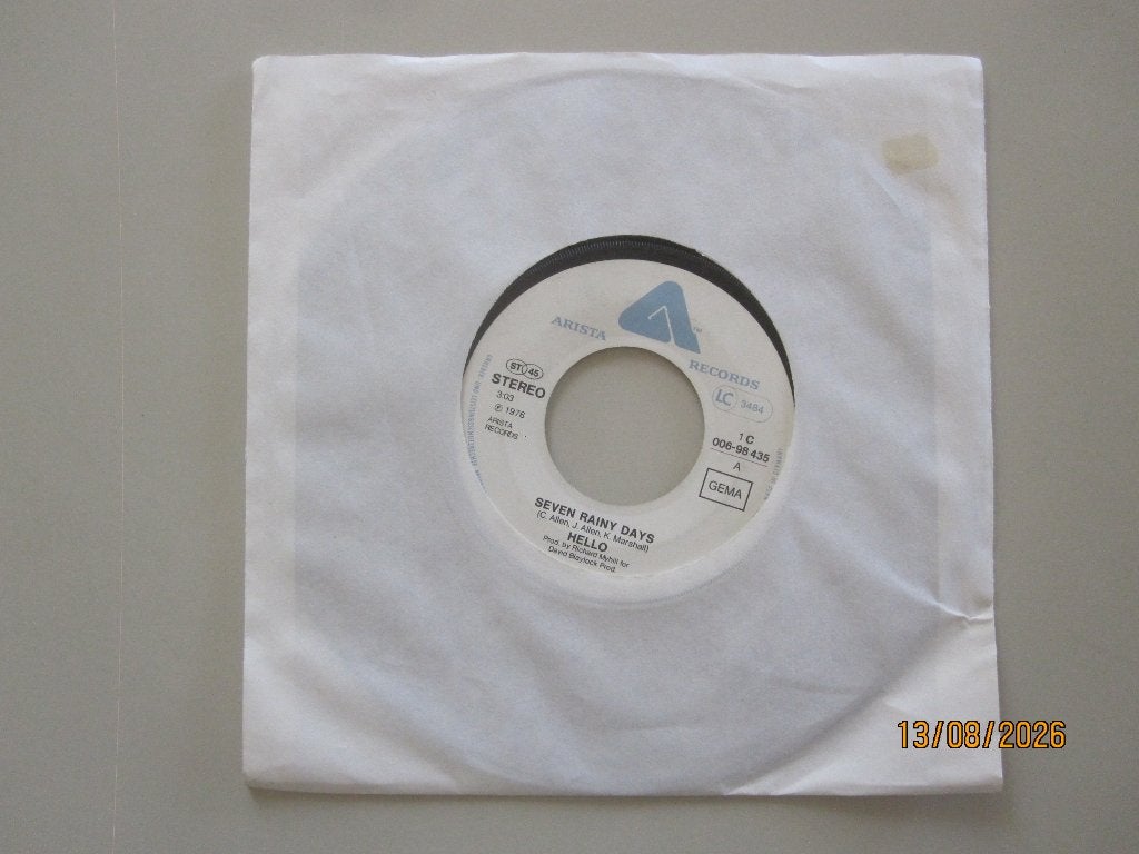 HELLO - seven rainy days - vinyl 7", Gebruikt, 7 inch, Ophalen of Verzenden, Rock en Metal