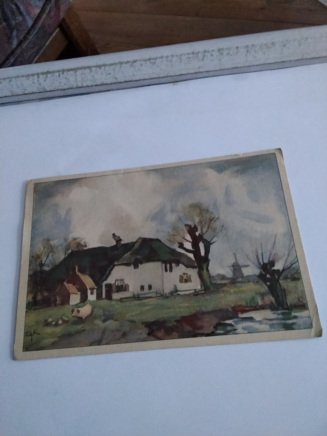 Oude kaart:  EDZ.KONING ONS LAND Hollands landschap, Ophalen of Verzenden, Gelderland